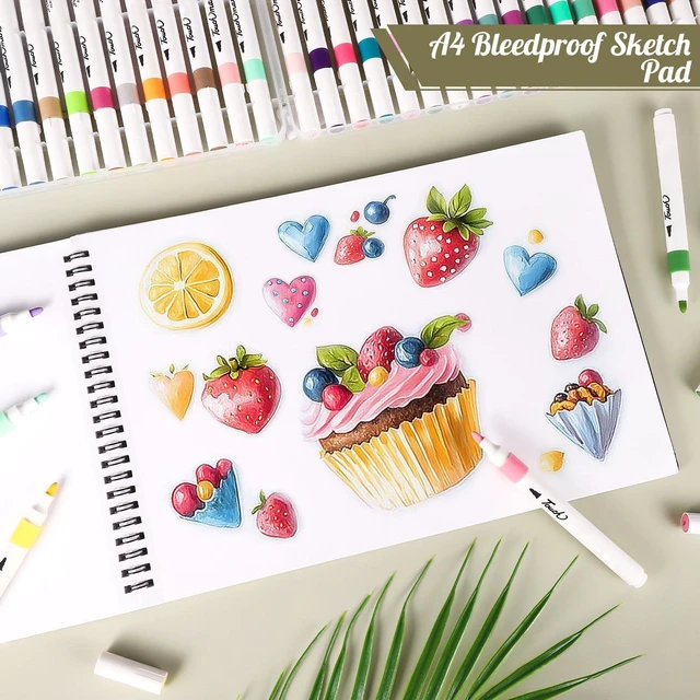 Alt view image 7 of 7 - A4 Marker Paper Pad 40 Sheets, 8.3×11.7 Inch Bleedproof Art Sketch Pad, 73lb/120gsm Drawing Paper Spiral Sketch Book, Painting Coloring Alcohol Marker Paper for Beginners, Artists, Gift