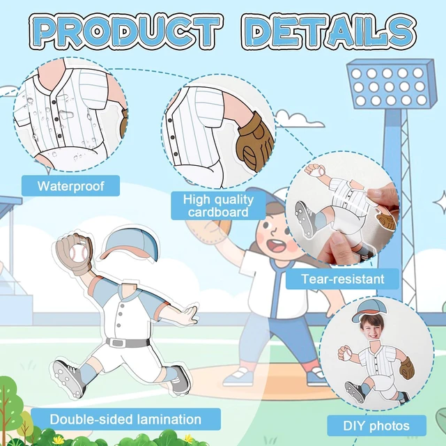 Alt view image 3 of 7 - OBUSATT 60 Pcs Baseball Player Theme Cutouts Baseball Bulletin Board Decoration Sports Paper Cut-Outs Classroom Decor for Boy Girl Back to School Classroom DIY Craft Photo School Wall Supplies