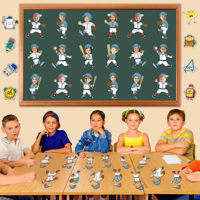 Alt view image 5 of 7 - OBUSATT 60 Pcs Baseball Player Theme Cutouts Baseball Bulletin Board Decoration Sports Paper Cut-Outs Classroom Decor for Boy Girl Back to School Classroom DIY Craft Photo School Wall Supplies