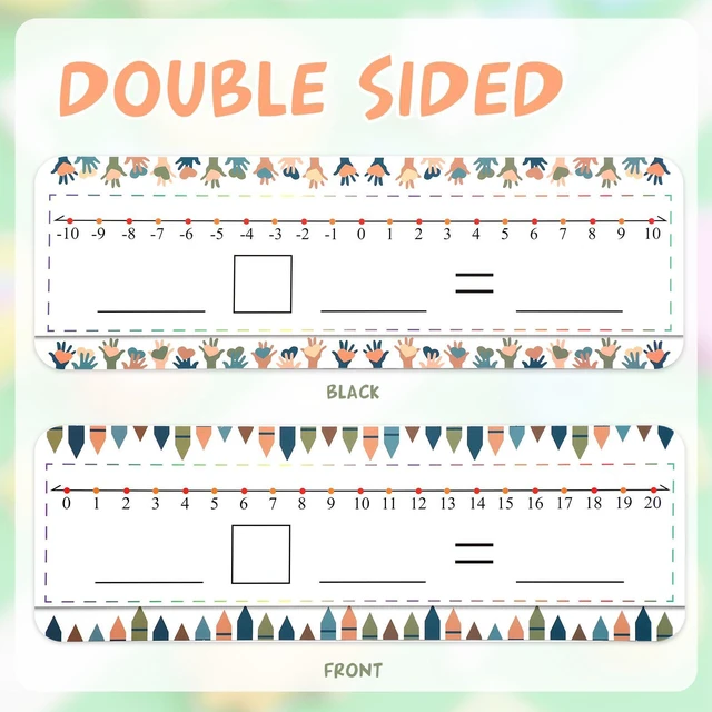 Alt view image 4 of 7 - 20 Packs Number Line Dry Erase Boards Cards, Double Sided Writable and Erasable Board Card Featuring -10-10 Number Line On One Side 0-20 On The Other, Classroom Must Haves Boards for Students