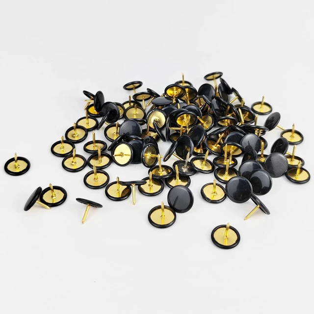 Alt view image 5 of 7 - 100 Pcs Thumb Tacks, Drawing Pins, Metal Flat Push Pins, Round Head Drawing Pins with Storage Box for Map, Photo Wall, Office, Corkboards (Black, 100)