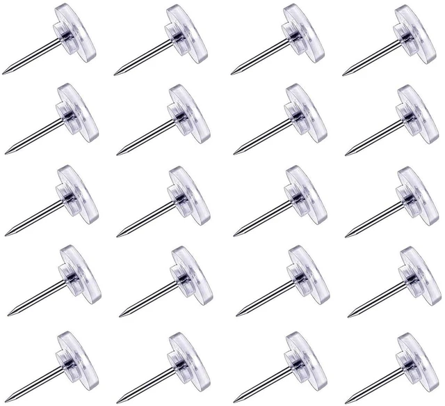 Main image of 150 Count Push Pins, Clear Thumb Tacks, Flat Thumb Tacks Steel Point and Clear Plastic Head Pushpins, Transparent Thumbtacks for Cork Board Bulletin Boards for School, Office, Cork Board,Wall Hanging,