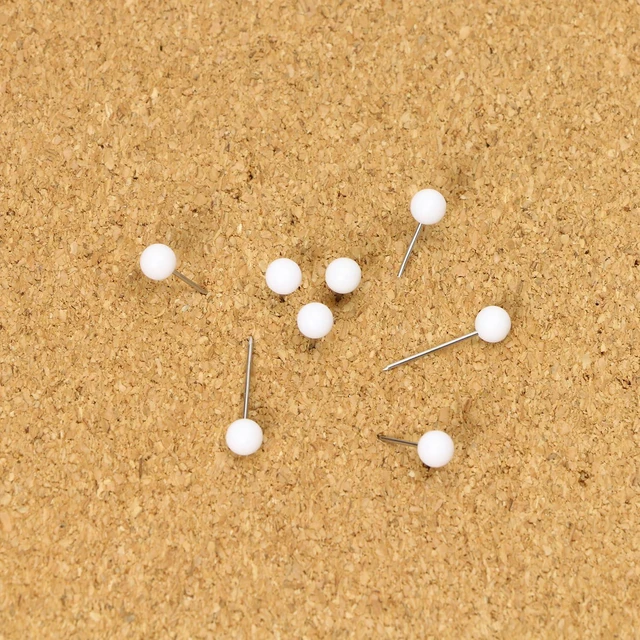 Alt view image 5 of 7 - Tupalizy 1/8 Inch Map Tacks DIY Craft Plastic Round Head Push Pins with Steel Point for Cork Boards(White, 100PCS)