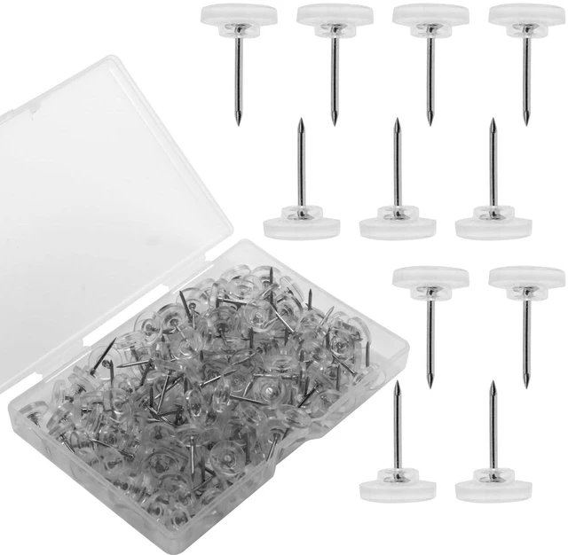 Alt view image 2 of 6 - 150 PCS Clear Push Pins Tacks with Reusable Storage Box - Heavy Duty Plastic Head Thumb Tacks for Bulletin Boards, Office & Wall Decor