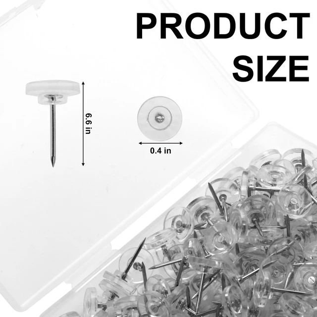 Alt view image 5 of 6 - 150 PCS Clear Push Pins Tacks with Reusable Storage Box - Heavy Duty Plastic Head Thumb Tacks for Bulletin Boards, Office & Wall Decor