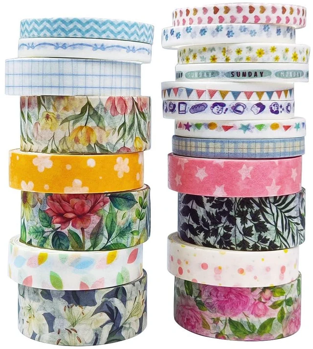 Main image of BinarySky 20 Rolls Washi Tape Set,Floral Washi Tape for Journaling, Assorted Sizes (Floral A)