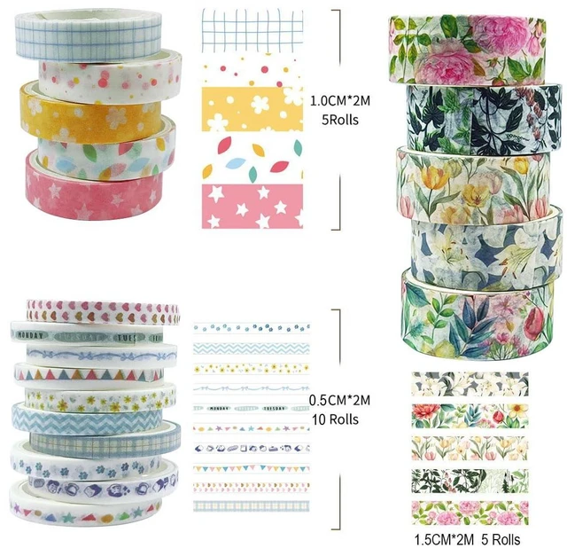 Alt view image 2 of 5 - BinarySky 20 Rolls Washi Tape Set,Floral Washi Tape for Journaling, Assorted Sizes (Floral A)