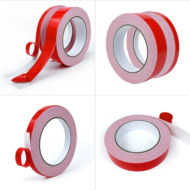 Alt view image 6 of 6 - MOJOTORY Double Sided Foam Tape, 0.5 in x 16.5 Ft | Super Strong Holds Firmly, Shock Absorption, Easy Peel Red Liner, No Residue Mounting
