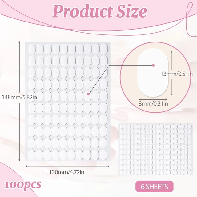 Alt view image 3 of 7 - 600PCS Double Sided Nail Tape,Nail Stand Sticky Tabs,Adhesive Press on Nails Sticky Tabs,Clear Glue Stickers for Nail Art Holder,Pre-Cut Display Strips (600 Pcs)