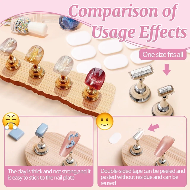 Alt view image 4 of 7 - 600PCS Double Sided Nail Tape,Nail Stand Sticky Tabs,Adhesive Press on Nails Sticky Tabs,Clear Glue Stickers for Nail Art Holder,Pre-Cut Display Strips (600 Pcs)