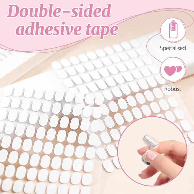 Alt view image 2 of 7 - 600PCS Double Sided Nail Tape,Nail Stand Sticky Tabs,Adhesive Press on Nails Sticky Tabs,Clear Glue Stickers for Nail Art Holder,Pre-Cut Display Strips (600 Pcs)