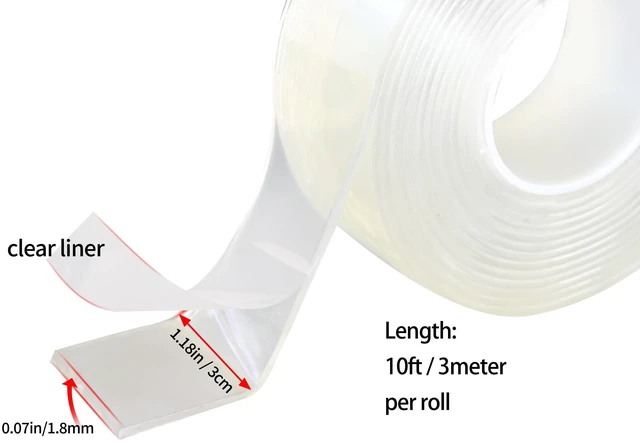 Alt view image 2 of 7 - losensild Clear Double Sided Mounting Tape,Wall Sticky Nano Adhesive, 10FT