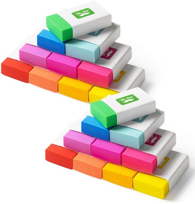 Main image of Erasers Bulk, 20 Pack, Large Block Erasers for School, No Smudge | Large Latex Free Block Erasers for School, Office, Art Sketching, Homework, Exams, Clean Smudge-Free Correction