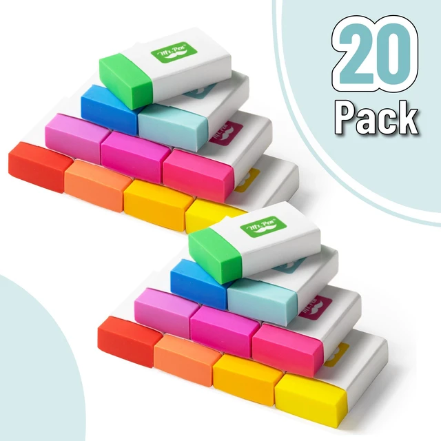 Alt view image 2 of 6 - Erasers Bulk, 20 Pack, Large Block Erasers for School, No Smudge | Large Latex Free Block Erasers for School, Office, Art Sketching, Homework, Exams, Clean Smudge-Free Correction