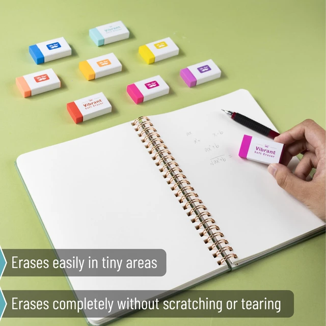 Alt view image 4 of 6 - Erasers Bulk, 20 Pack, Large Block Erasers for School, No Smudge | Large Latex Free Block Erasers for School, Office, Art Sketching, Homework, Exams, Clean Smudge-Free Correction