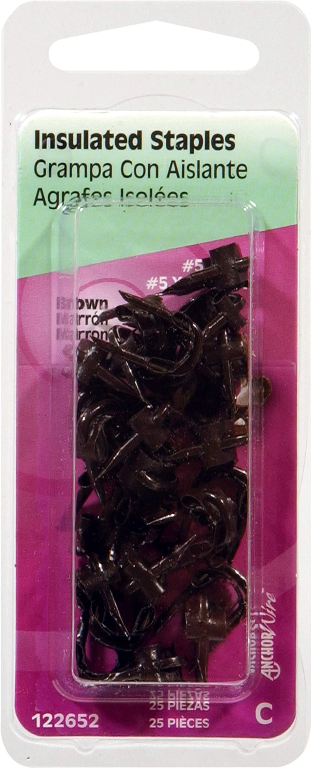 Alt view image 2 of 2 - Wire 122652 Brown Insulated Staples, 25-Pack