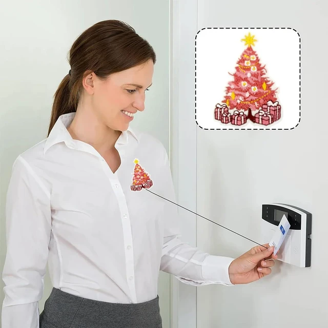 Alt view image 7 of 7 - Christmas Pink Xmas Tree Badge Reel for Nurse Nursing Funny Gift Retractable Alligator Embroidery Badge Clip Winter Holiday for Nurse Doctors Teacher Office Worker Id Card