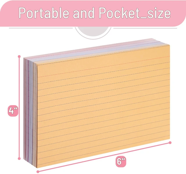 Alt view image 3 of 7 - Lined Index Cards, 4"x6", 144 Cards, Assorted Colors | Bulk 4x6 Index Cards, Ruled for School, College, Office and Home Organization
