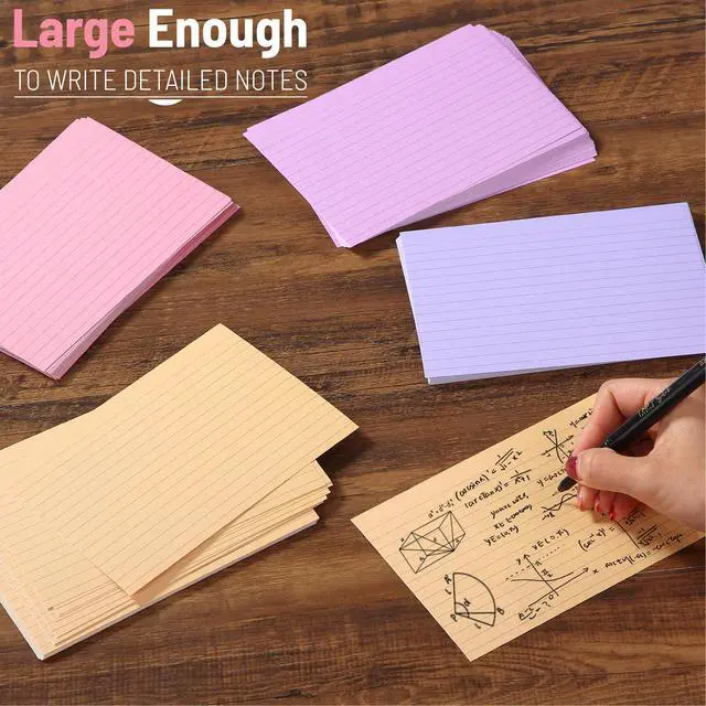 Alt view image 5 of 7 - Lined Index Cards, 4"x6", 144 Cards, Assorted Colors | Bulk 4x6 Index Cards, Ruled for School, College, Office and Home Organization