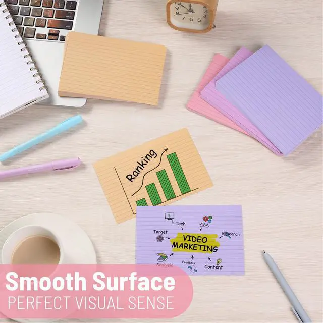 Alt view image 6 of 7 - Lined Index Cards, 4"x6", 144 Cards, Assorted Colors | Bulk 4x6 Index Cards, Ruled for School, College, Office and Home Organization