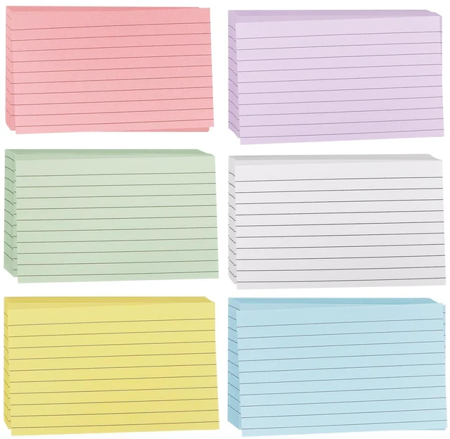 Main image of Colored Index Cards 3 x 5 Inch, 300 Count Ruled Index Cards, Flash Cards for Studying, Lined Note Cards for Office, Home and School