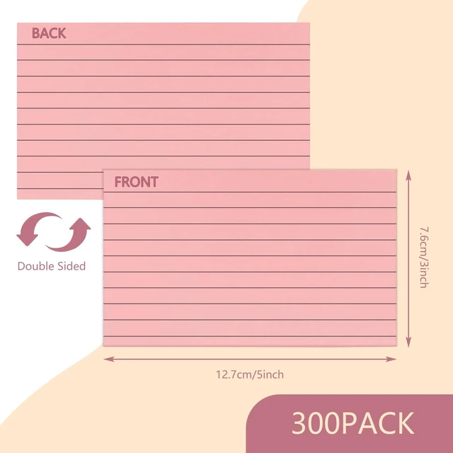Alt view image 2 of 6 - Colored Index Cards 3 x 5 Inch, 300 Count Ruled Index Cards, Flash Cards for Studying, Lined Note Cards for Office, Home and School