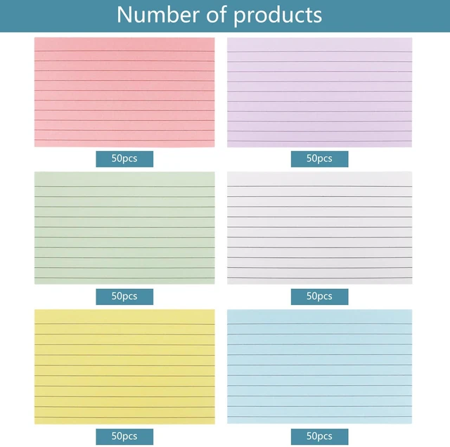 Alt view image 3 of 6 - Colored Index Cards 3 x 5 Inch, 300 Count Ruled Index Cards, Flash Cards for Studying, Lined Note Cards for Office, Home and School