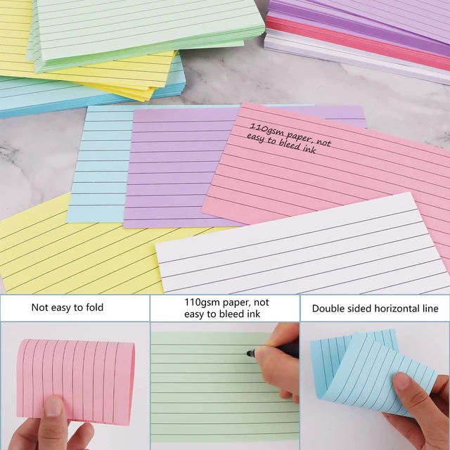 Alt view image 4 of 6 - Colored Index Cards 3 x 5 Inch, 300 Count Ruled Index Cards, Flash Cards for Studying, Lined Note Cards for Office, Home and School