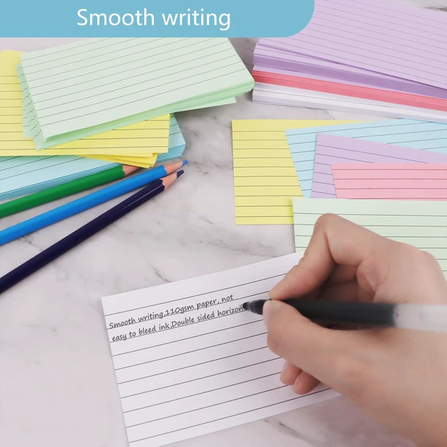 Alt view image 5 of 6 - Colored Index Cards 3 x 5 Inch, 300 Count Ruled Index Cards, Flash Cards for Studying, Lined Note Cards for Office, Home and School