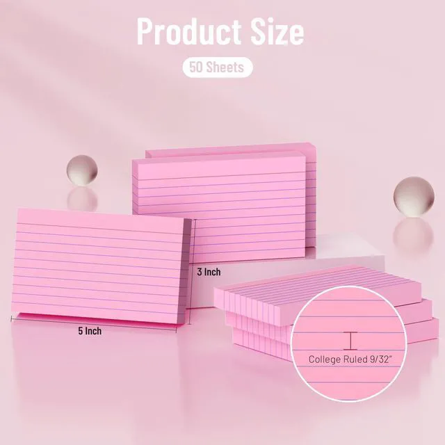 Alt view image 2 of 7 - 250 Count Index Cards 3x5 Inch Colored Ruled Lined Heavyweight Flash Cards Study Cards with Sturdy Cardstock Durable Flashcards Note Cards for Note Taking, Language Learning, School & Office Supplies