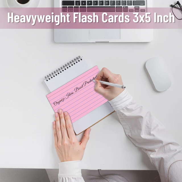 Alt view image 3 of 7 - 250 Count Index Cards 3x5 Inch Colored Ruled Lined Heavyweight Flash Cards Study Cards with Sturdy Cardstock Durable Flashcards Note Cards for Note Taking, Language Learning, School & Office Supplies
