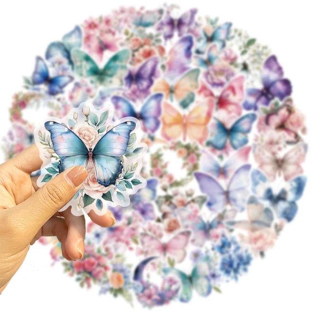 Alt view image 5 of 7 - 50Pcs Transparent Flower Butterfly Stickers for Scrapbooking PET Nature Plant Sticker Floral Stickers Colorful Vintage Craft Sticker for Journaling Scrapbooking Clear Flowers Decals (Butterfly)