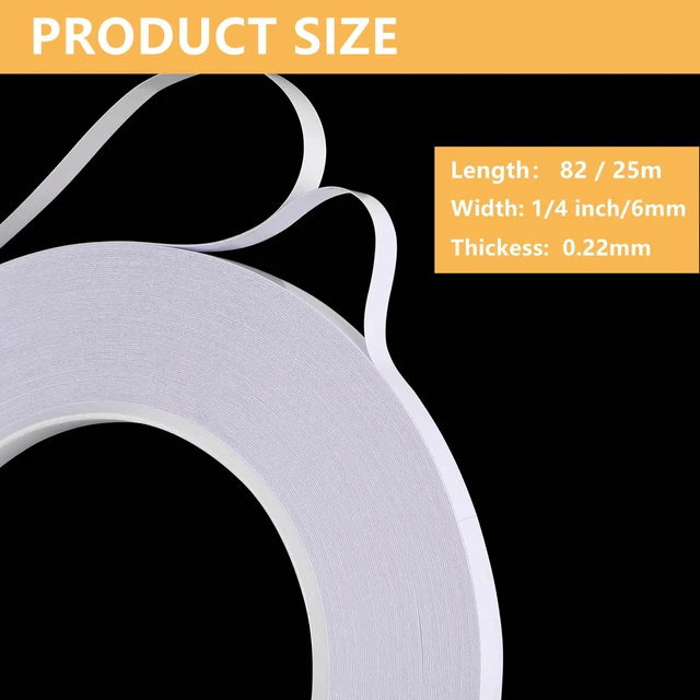 Alt view image 2 of 7 - PLAXIARY 6mmx25M 2 Rolls Thin Double Sided Tape White Heavy Duty Mounting Tape for LED Strips, Phone Repair, Touch Screen, Electronic Parts, Fabric, Arts Crafts Removable and Residue Free