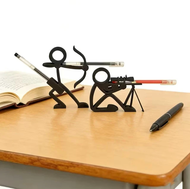 Alt view image 2 of 5 - Nwsrayu 2 Pcs Set 3D-Printed Matchstick Pen Holder,Cute Chibi-Style Desk Organizer,Bookshelf Deco, Suitable for Office & for Home Use, Plastic Pencil Statue, Gift