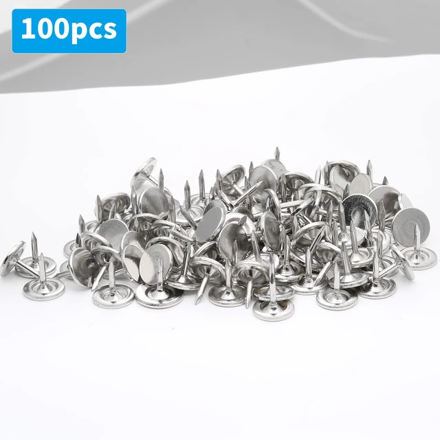 Alt view image 4 of 7 - 100PCS Flat Head Upholstery Tacks Thumb Tacks, Silver, 9.5mmx10mm | Upholstery Nails Tacks, Metal Push Pins, For Furniture, Sofa, Chair, Headboard
