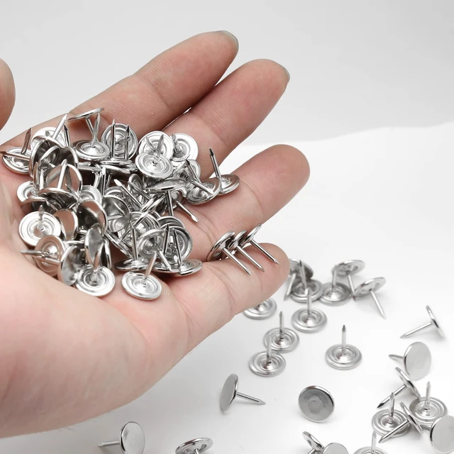 Alt view image 5 of 7 - 100PCS Flat Head Upholstery Tacks Thumb Tacks, Silver, 9.5mmx10mm | Upholstery Nails Tacks, Metal Push Pins, For Furniture, Sofa, Chair, Headboard