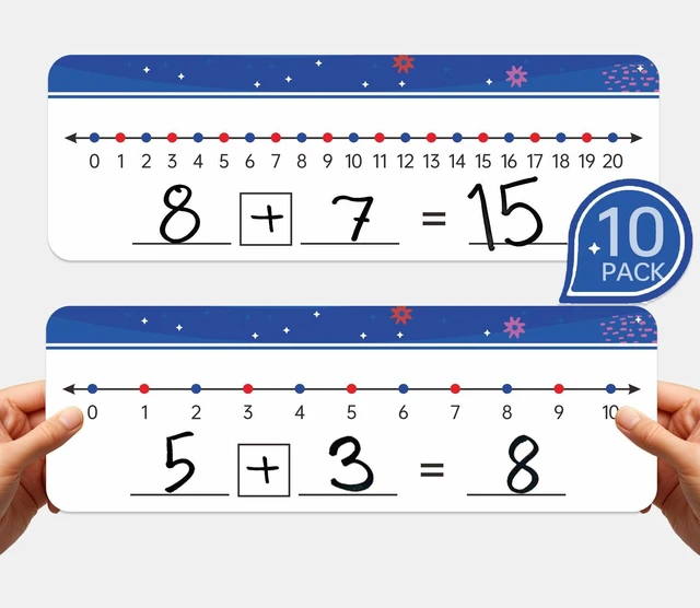 Main image of Dinggaogao 10Packs Numbers Line Dry Erase Board Cards, Double Sided 0-10 on one Side and 0-20 on The Other Side; Classroom Must Haves Home Desktop Portable Math Whiteboards(12 x 4)