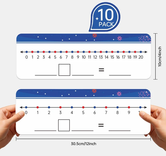 Alt view image 2 of 5 - Dinggaogao 10Packs Numbers Line Dry Erase Board Cards, Double Sided 0-10 on one Side and 0-20 on The Other Side; Classroom Must Haves Home Desktop Portable Math Whiteboards(12 x 4)