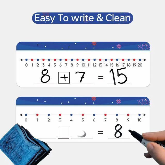 Alt view image 4 of 5 - Dinggaogao 10Packs Numbers Line Dry Erase Board Cards, Double Sided 0-10 on one Side and 0-20 on The Other Side; Classroom Must Haves Home Desktop Portable Math Whiteboards(12 x 4)