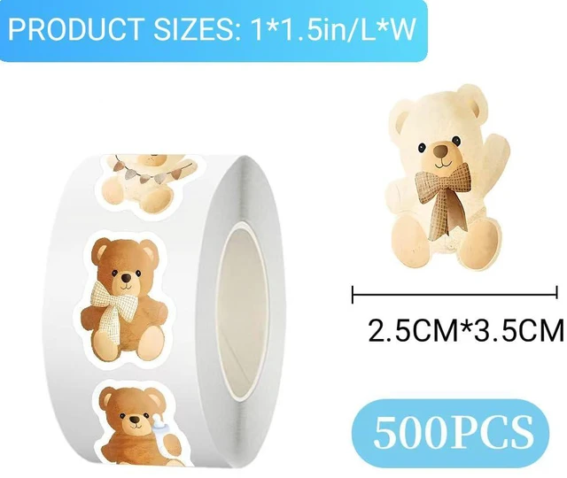 Alt view image 3 of 5 - 8 Different Patterns Bears Stickers 500 Pcs 1 * 1.1-1.5'' Inches Cute Animal Adhesive Sealing Label Decal for Baking Cake Box Decor Business Gift Box Crafts Supplies Kids Teens Adults