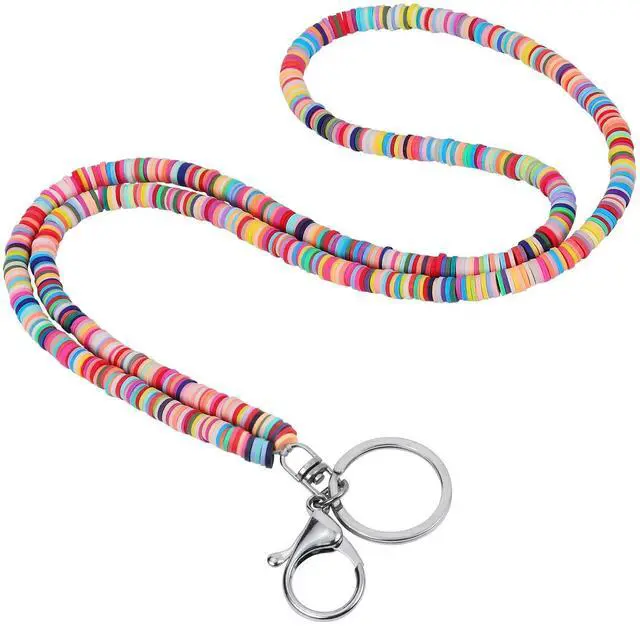 Main image of Ornaland Beaded Teacher Lanyard for id Badges Keys, Colorful | Clay Beads Boho Lanyards for Nurse Student Office Leisure or As a Gift