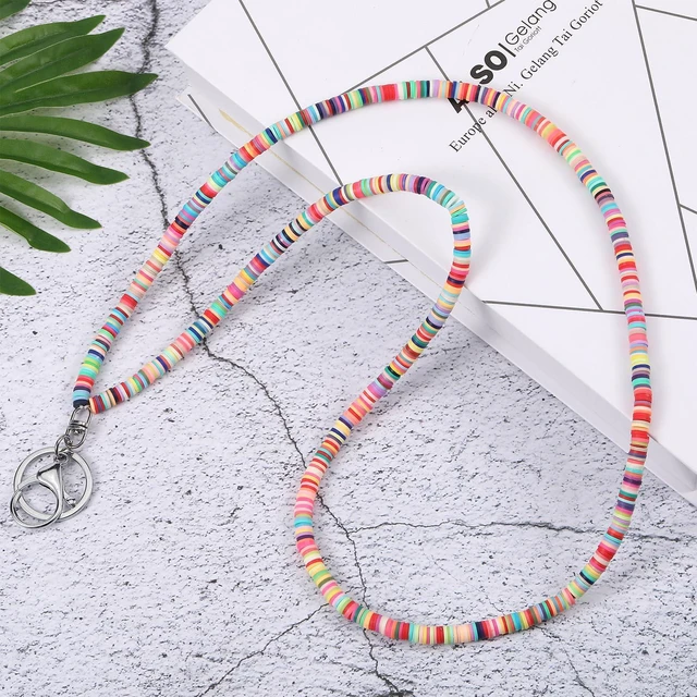 Alt view image 3 of 6 - Ornaland Beaded Teacher Lanyard for id Badges Keys, Colorful | Clay Beads Boho Lanyards for Nurse Student Office Leisure or As a Gift