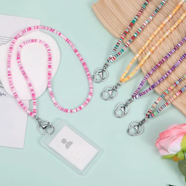 Alt view image 4 of 6 - Ornaland Beaded Teacher Lanyard for id Badges Keys, Colorful | Clay Beads Boho Lanyards for Nurse Student Office Leisure or As a Gift