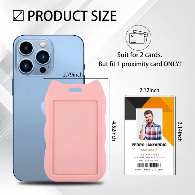 Alt view image 2 of 5 - 2 Pack Badge Holder, Vertical ID Badge Holder with Window, ID Card Holder | Vertical Badge Holder, Cat Ear ID Holder, ID Card Holder for Office Factory Nurses School Teacher Students