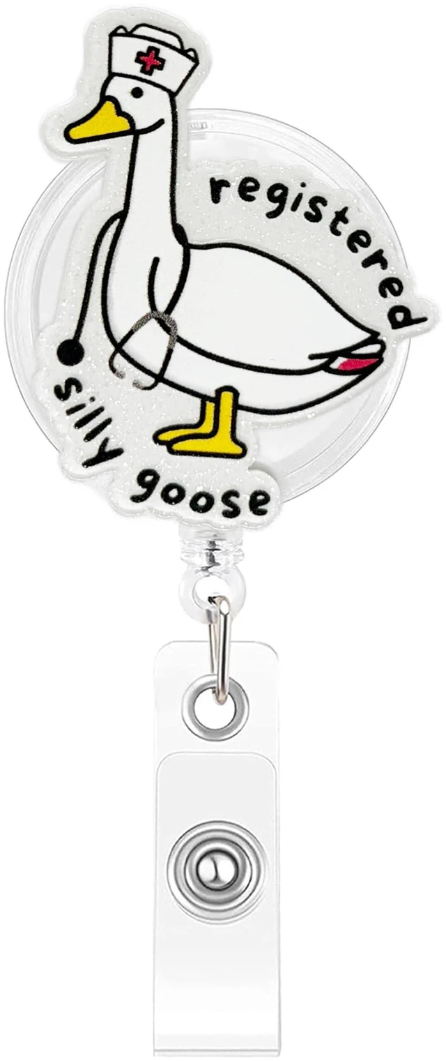 Main image of YGNNIU Cute Goose Nurse Badge Reel Retractable ID Holder for Nurses, Doctors, Teachers, Students Adorable Farm Animal Badge Reels Retractable for Hospital, Clinic, Office, School