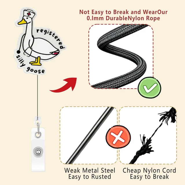 Alt view image 3 of 6 - YGNNIU Cute Goose Nurse Badge Reel Retractable ID Holder for Nurses, Doctors, Teachers, Students Adorable Farm Animal Badge Reels Retractable for Hospital, Clinic, Office, School