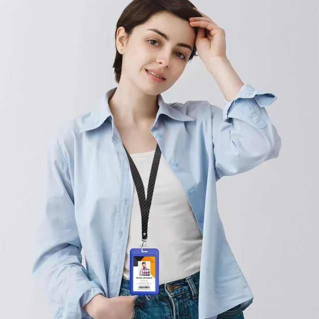Alt view image 5 of 5 - 1 Pack Badge Holder, Vertical ID Badge Holder with Window, ID Card Holder | Sliding Plasticl ID Holder, ID Card Holder for Office Factory Nurses School Teacher Students