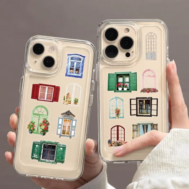 Alt view image 5 of 7 - 50PCS Window Flower Stickers Aesthetic PET Transparent Beside The Window Decal Waterproof Decorative Decals for Scrapbook DIY Crafts Album Bullet Journal Planner Water Bottles Phone (jamb)