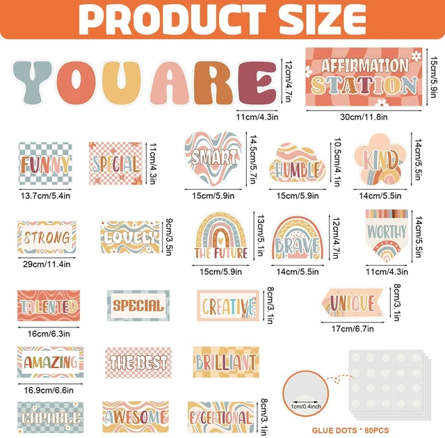 Alt view image 2 of 7 - Boho Affirmation Station Bulletin Board Set Growth Mindset Bulletin Board Sets Boho Rainbow Classroom Decor Positive Motivational Accent Cutouts 27 PCS for School Classroom Office Home Nursery Library