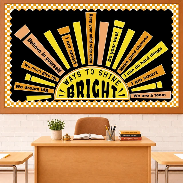 Main image of Sunshine Motivational Bulletin Board Set Classroom Affirmation Sun Growth Mindset Bulletin Board Decor Station Motivational Positive Wall Decor Health Posters for School Home Office Supplies